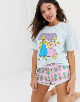 фото Пижамный комплект с шортами и принтом asos design simpsons sisters-мульти