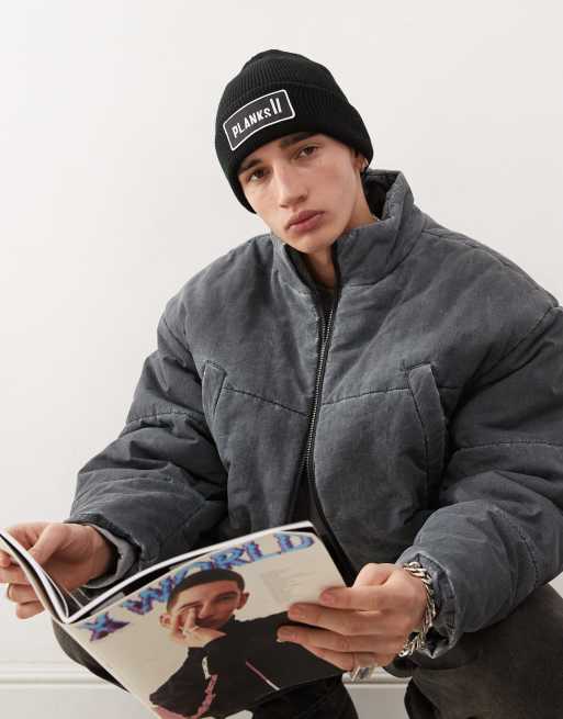 Planks Badge Ski Beanie in Black - BLACK