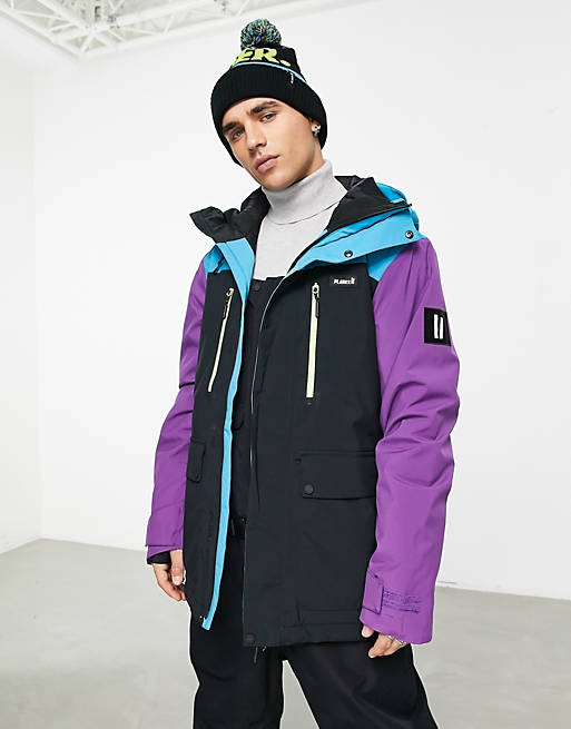 Planks Good Times insulated jacket in black/blue 