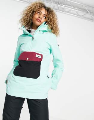 Overstoke anorak ski jacket in teal-Green