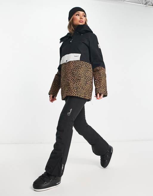 Planks - Overstoke - Brun/leopardparint skianorak - Kun hos ASOS