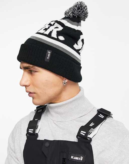 Planks Skier bobble beanie in black 