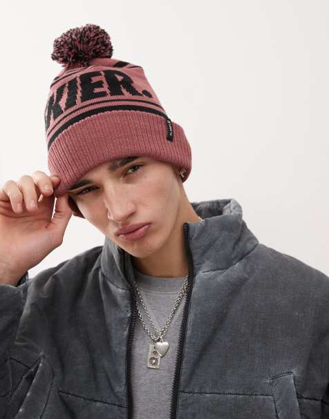 Planks Skier Bobble Beanie in Clay Red - RED - view 1