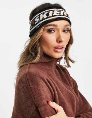 Skier headband in leopard print-Brown