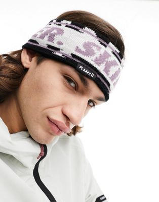 Planks Skier unisex headband in grey and purple
