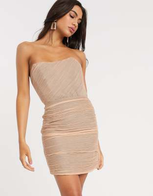 Платье-бандо мини со сборками ASOS DESIGN-Розовый цвет