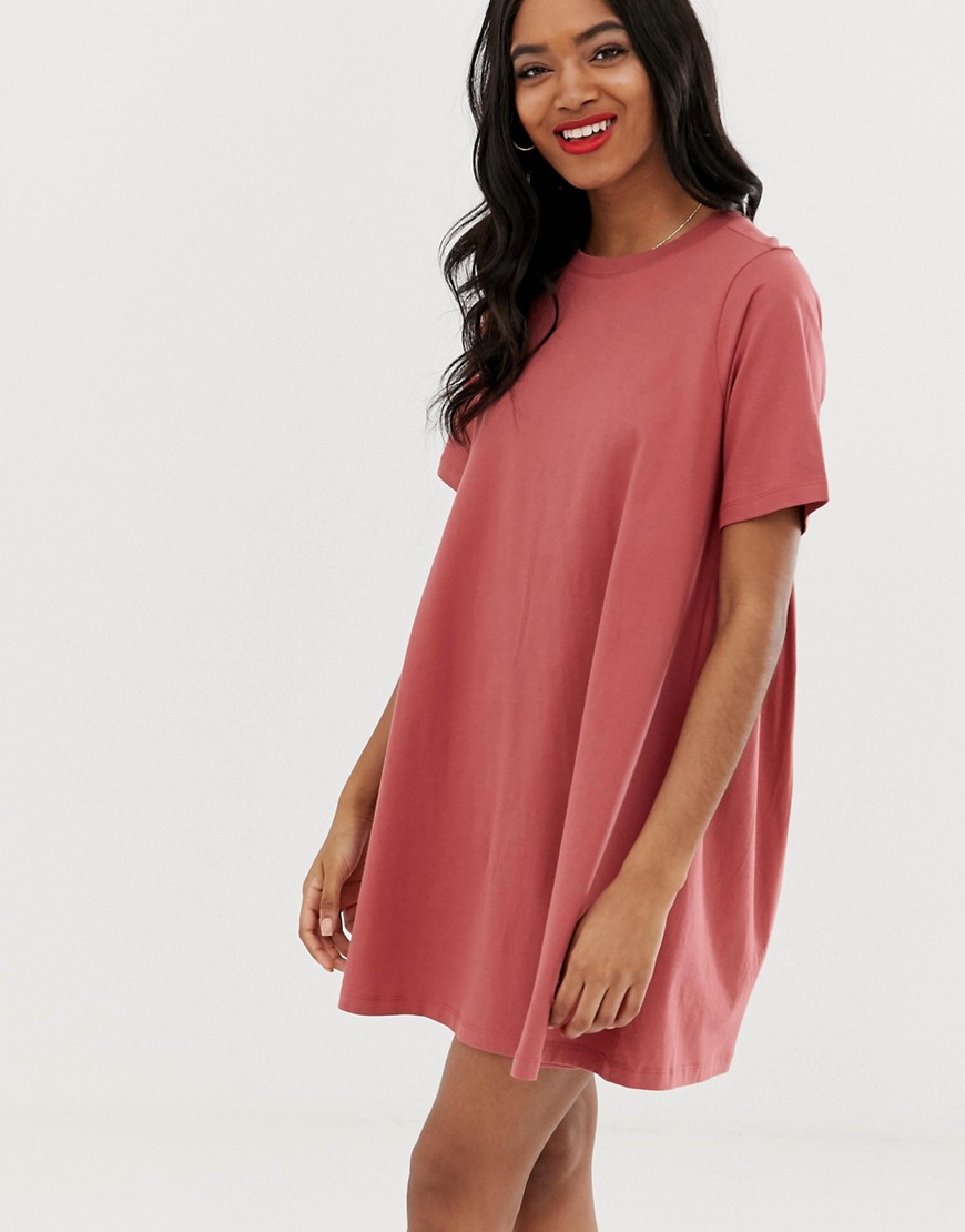 фото Платье-футболка мини asos design-розовый