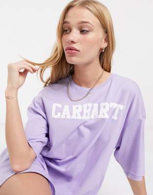 фото Платье-футболка в стиле oversize с логотипом carhartt wip-фиолетовый