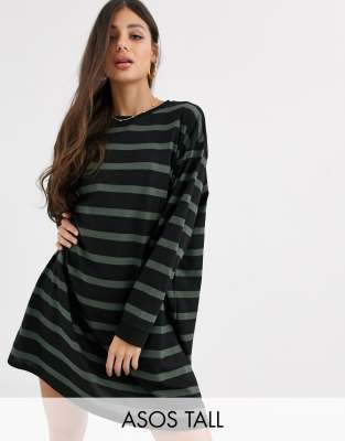 фото Платье-футболка в стиле oversized в полоску asos design tall-мульти asos tall