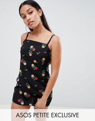 фото Платье-комбинация мини с вышивкой asos design petite-мульти asos petite