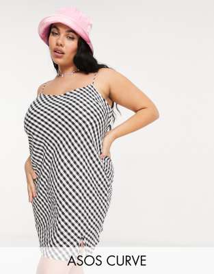 фото Платье-комбинация мини в клетку asos design curve-многоцветный asos curve