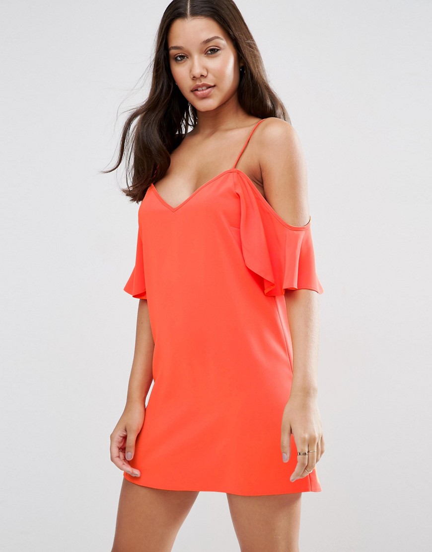 фото Платье-комбинация с открытыми плечами asos-оранжевый asos design