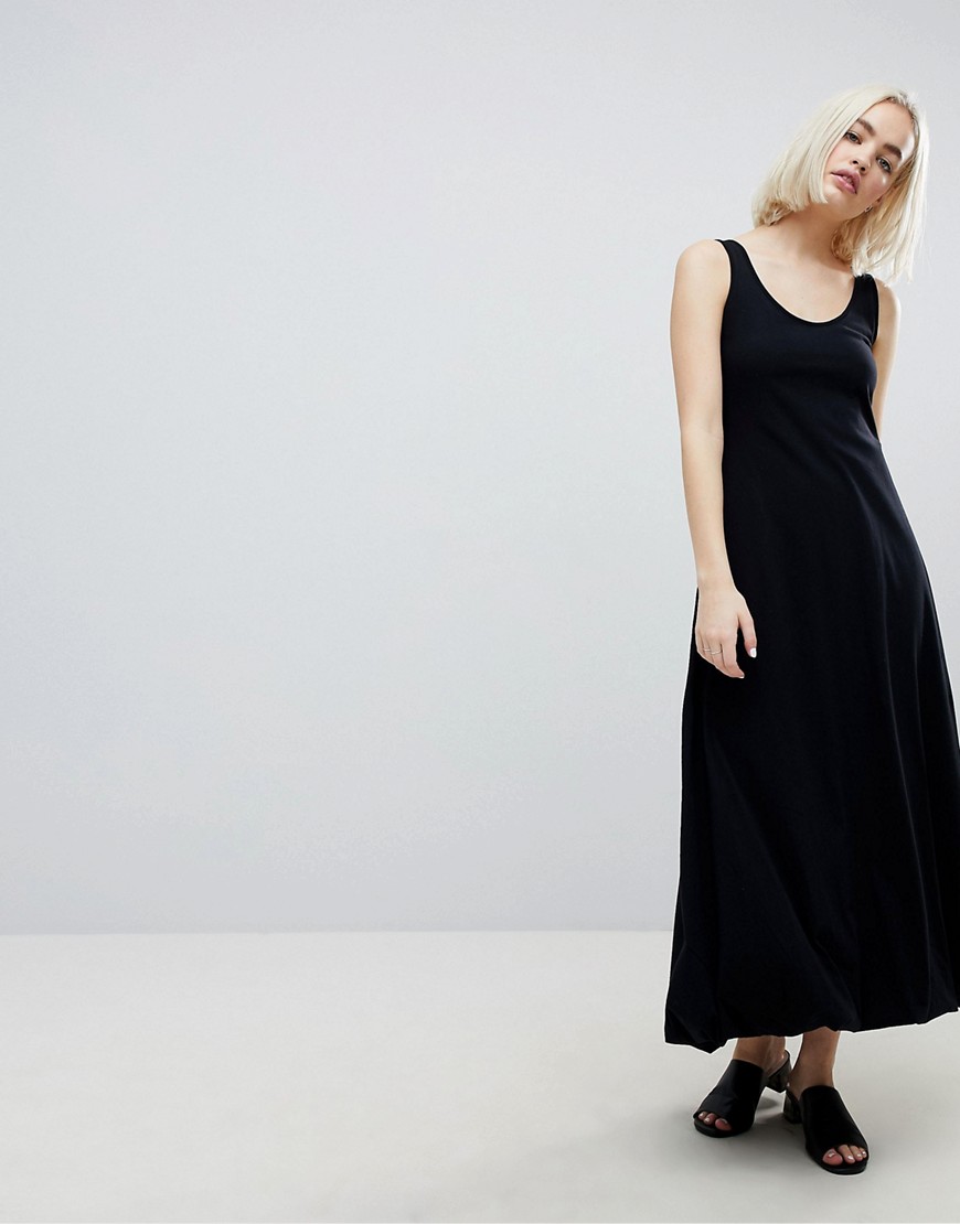 фото Платье-майка макси с объемным подолом asos design-черный