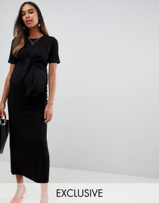 фото Платье макси для кормления с двухслойной перекрученной отделкой asos design maternity-черный asos maternity - nursing