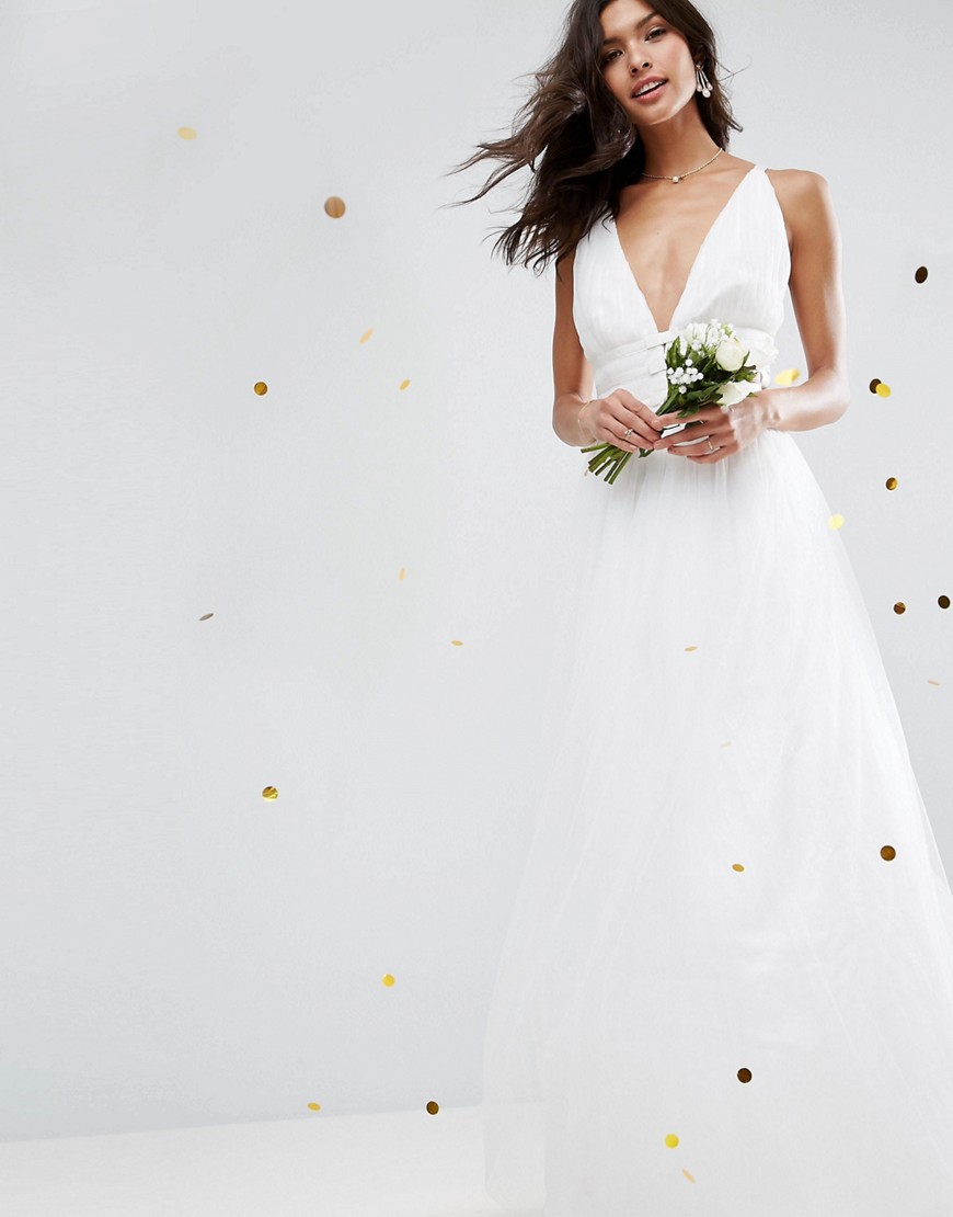 фото Платье макси из тюля asos edition wedding-кремовый