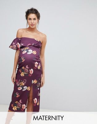 фото Платье макси на одно плечо с цветочным принтом true violet maternity-мульти