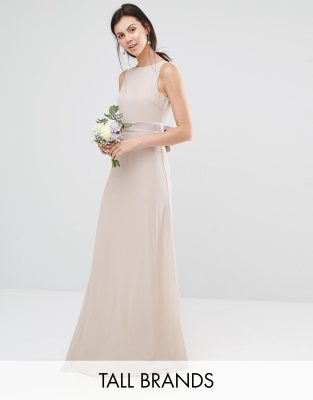 Платье макси с бантом TFNC Tall Wedding-Розовый