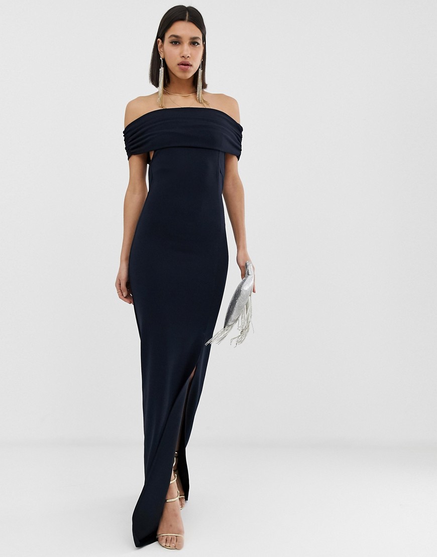 фото Платье макси с боковым разрезом и открытыми плечами ax paris-черный