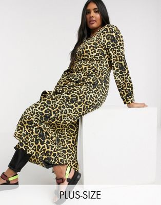 фото Платье макси с леопардовым принтом и оборкой verona curve-мульти