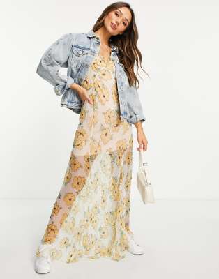 Летние платья  Asos Платье макси с разноцветным цветочным принтом RVCA X Camille Rowe Lolo-Разноцветный