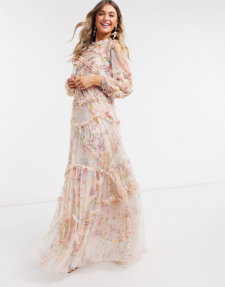 фото Платье макси с цветочным принтом needle & thread-мульти