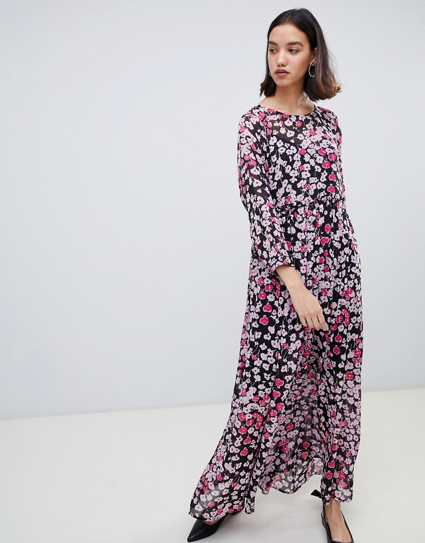 фото Платье макси с цветочным принтом selected femme-мульти