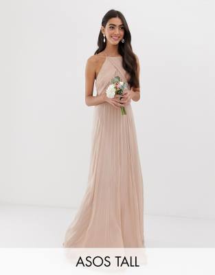 фото Платье макси со сборками на лифе asos design tall bridesmaid-розовый asos tall