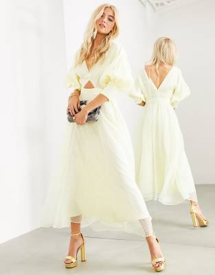 Дизайнерские платья Платье миди из органзы в клетку ASOS EDITION-Желтый