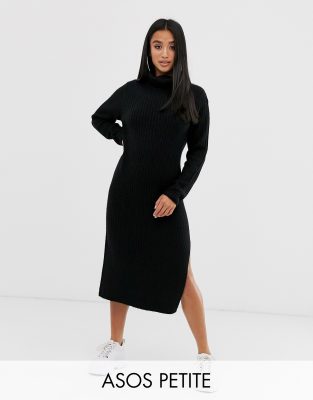 фото Платье миди с боковым разрезом asos design petite-черный asos petite