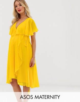 фото Платье миди с кейпом asos design maternity-желтый asos maternity