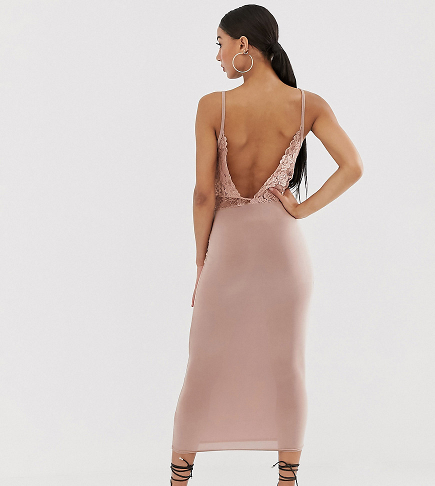 фото Платье миди с кружевом на спине missguided-розовый
