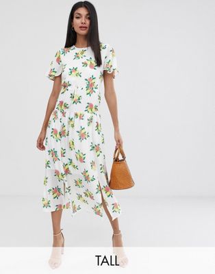фото Платье миди с принтом фруктов fashion union tall-белый