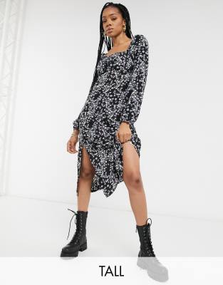 фото Платье миди с цветочным принтом missguided tall-фиолетовый