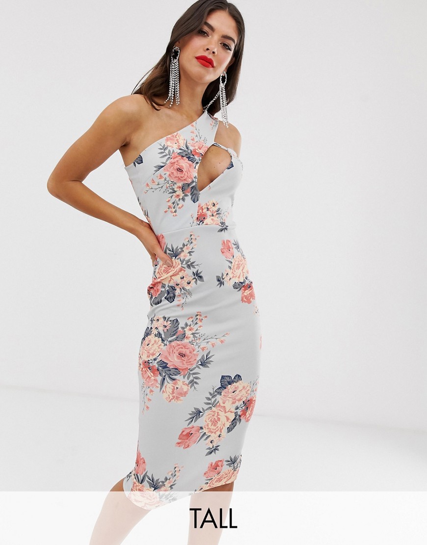 фото Платье миди с вырезом и цветочным принтом missguided tall-мульти