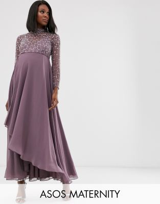 фото Платье миди с запахом и декорированным лифом asos design maternity-мульти asos maternity