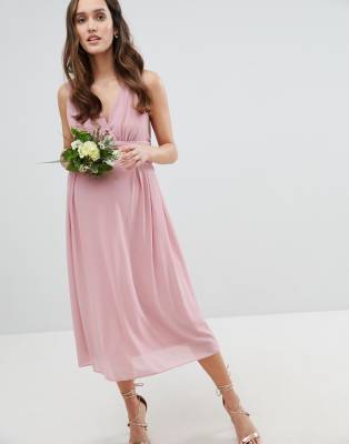 фото Платье миди с запахом и поясом tfnc maternity bridesmaid-розовый