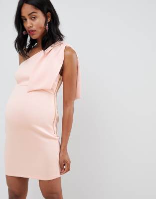 фото Платье мини с бантом на плече и открытой молнией asos design maternity-розовый asos maternity