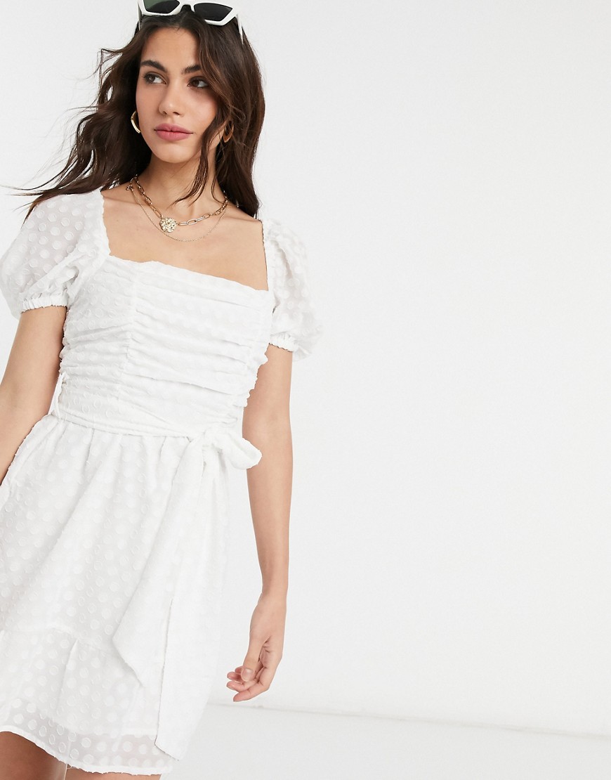 фото Платье мини с квадратным вырезом fashion union-белый
