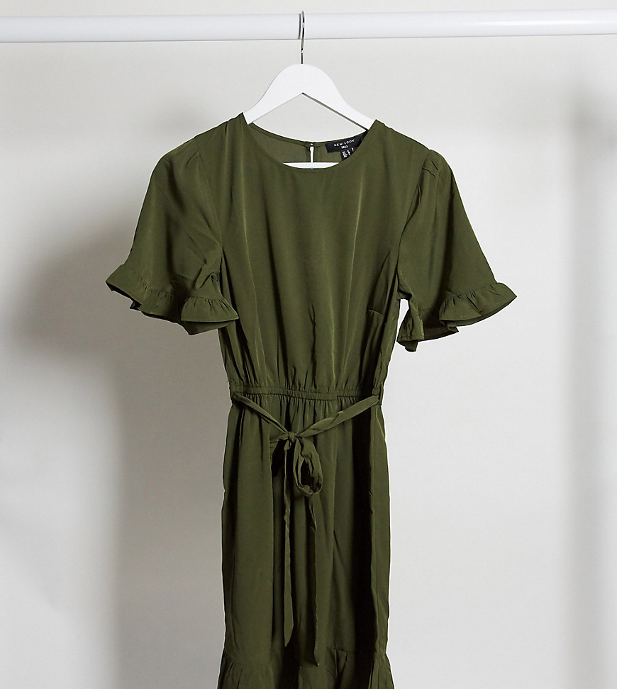 фото Платье мини с оборками на рукавах new look tall-зеленый