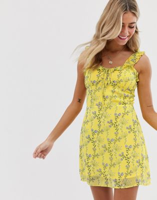 фото Платье мини с винтажным цветочным принтом wild honey-желтый