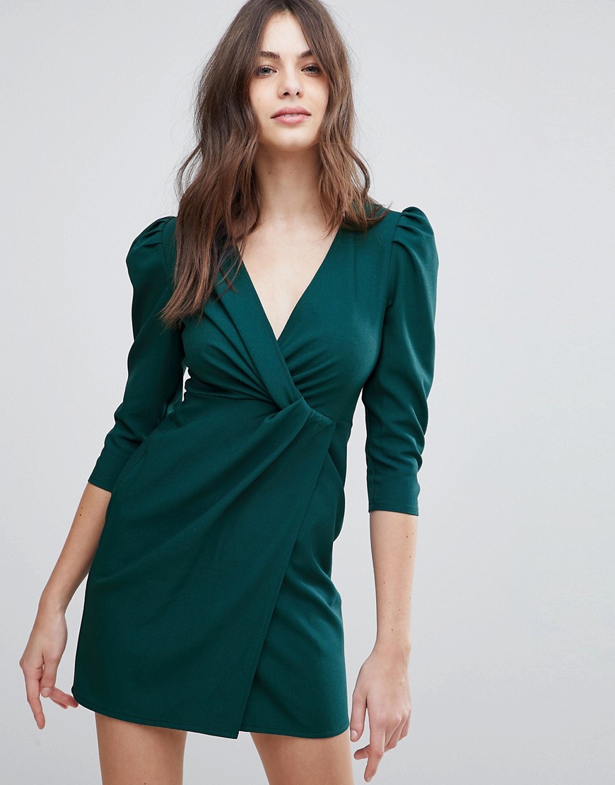 фото Платье мини с запахом спереди asos-зеленый asos design