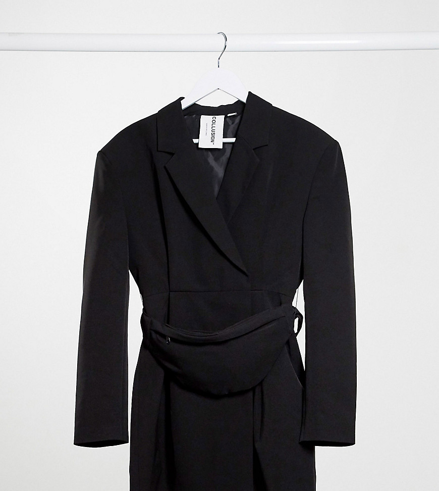 фото Платье-пиджак с сумкой-кошельком на пояс collusion-черный