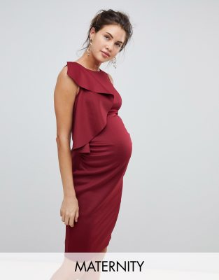 фото Платье с оборками и высоким воротом true violet maternity-красный