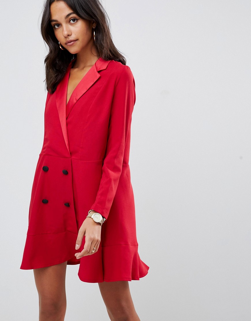 Платье-смокинг мини с оборкой по краю ASOS DESIGN-Красный