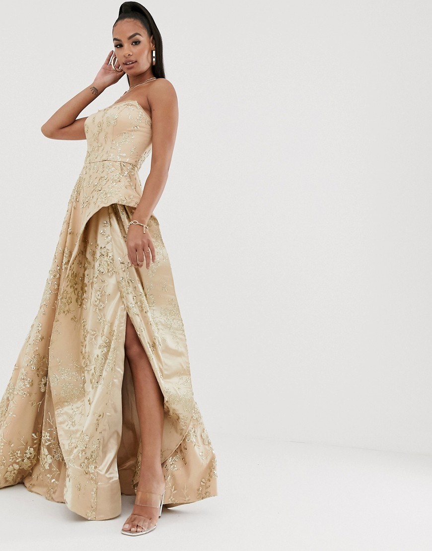 фото Платье цвета розового золота с открытыми плечами и блестками bariano-серый
