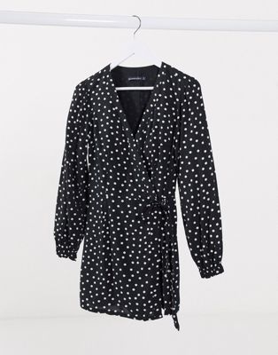 фото Платье в горошек с запахом abercrombie & fitch-черный