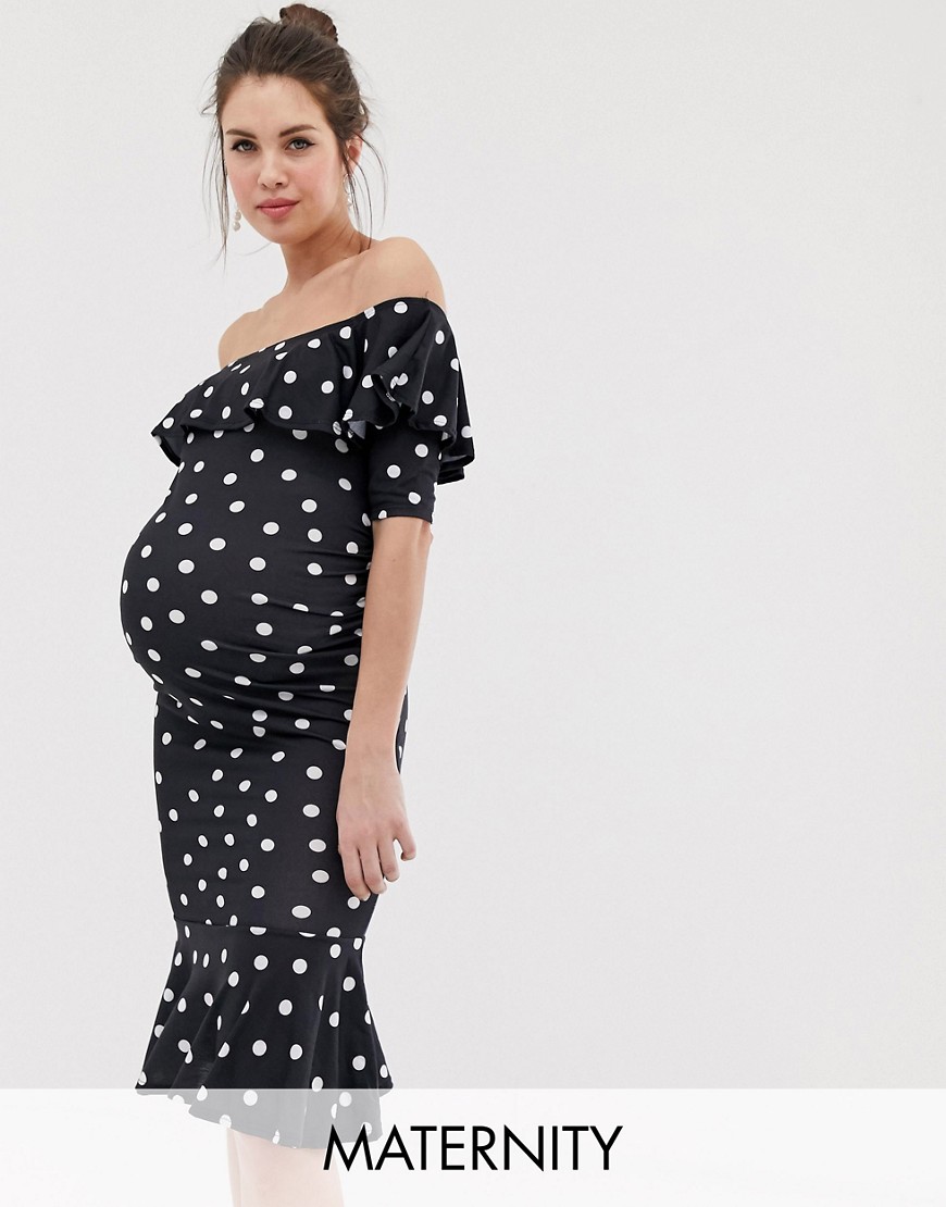 фото Платье в горошек со спущенными плечами и оборками bluebelle maternity-мульти