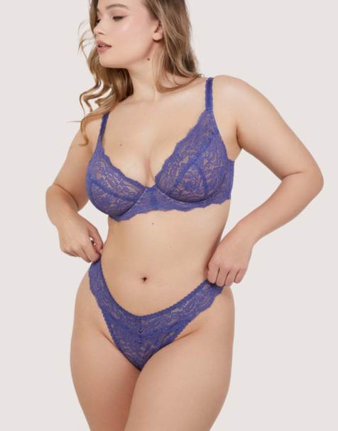 Playful Promises Ariana space dust everyday comfort lace thong in space dust blue - view 1
