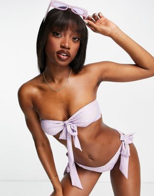 Playful Promises bandeau bikini top in lilac - ASOS Price Checker
