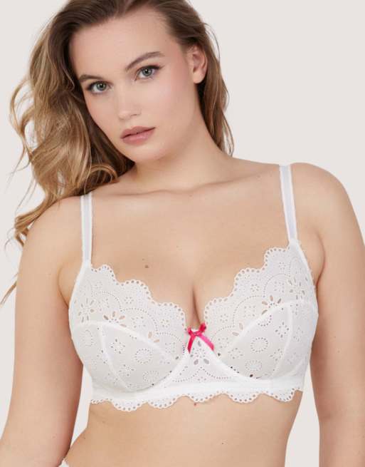 Playful Promises Camille broderie balconette bra in white